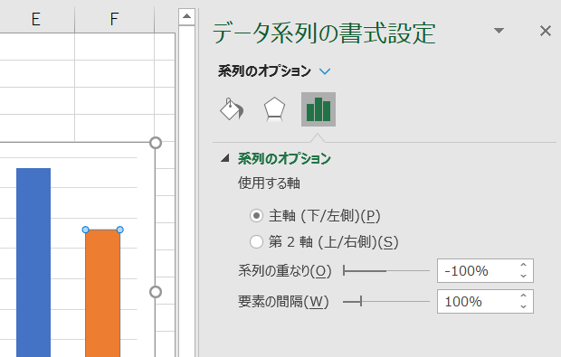 Excel ［データ系列の書式設定］－［系列のオプション］