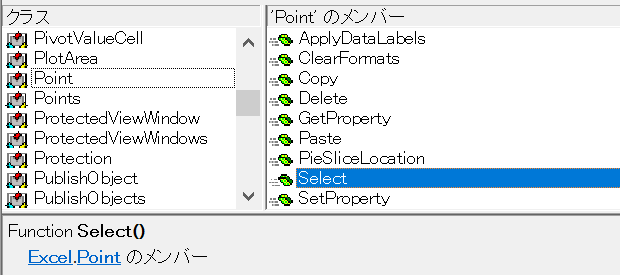 Excel.Point.Selectメソッド