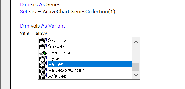 SeriesCollection 1 Values Excel VBA Chart